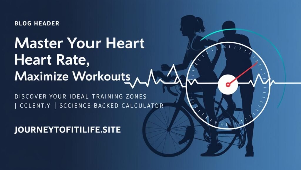 Graphic showing heart rate zones calculator tool from Journey to Fit Life